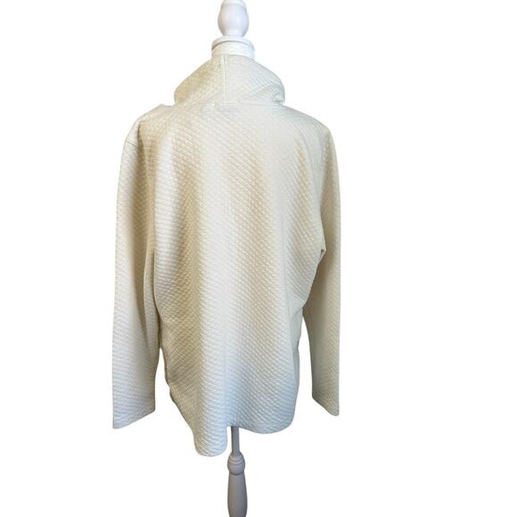 LL Bean Soft Cozy Pull Over Cowl Neck Sweatshirt Quilted Design Cream  size XL - Picture 6 of 9